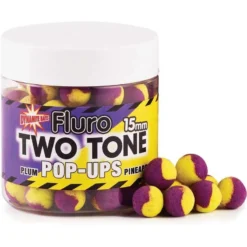 BOUILLETTE FLOTTANTE DYNAMITE BAITS FLURO TWO TONE POP UP PLUM ET PINEAPPLE